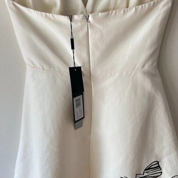 New Halston Heritage layered Skirt Cream Black Cocktail mini Dress, Size 4 - Picture 5 of 15